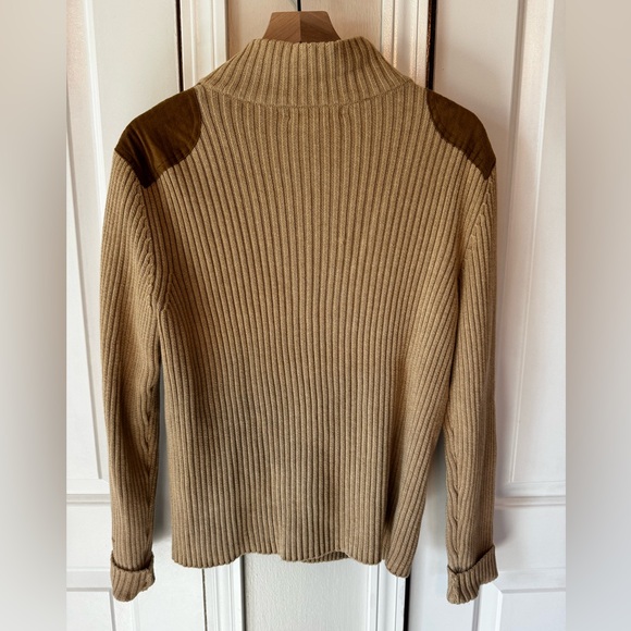 Lauren Ralph Lauren Women’s 100% Cotton Tan Full Zip Up Cardigan Sweater Size XL - Picture 2 of 8